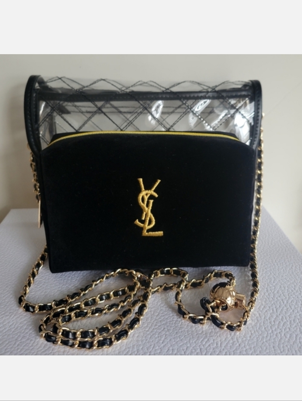 Yves Saint Laurent Black Velvet Pouch